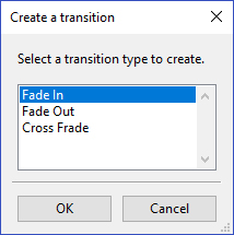 Transitions dialog