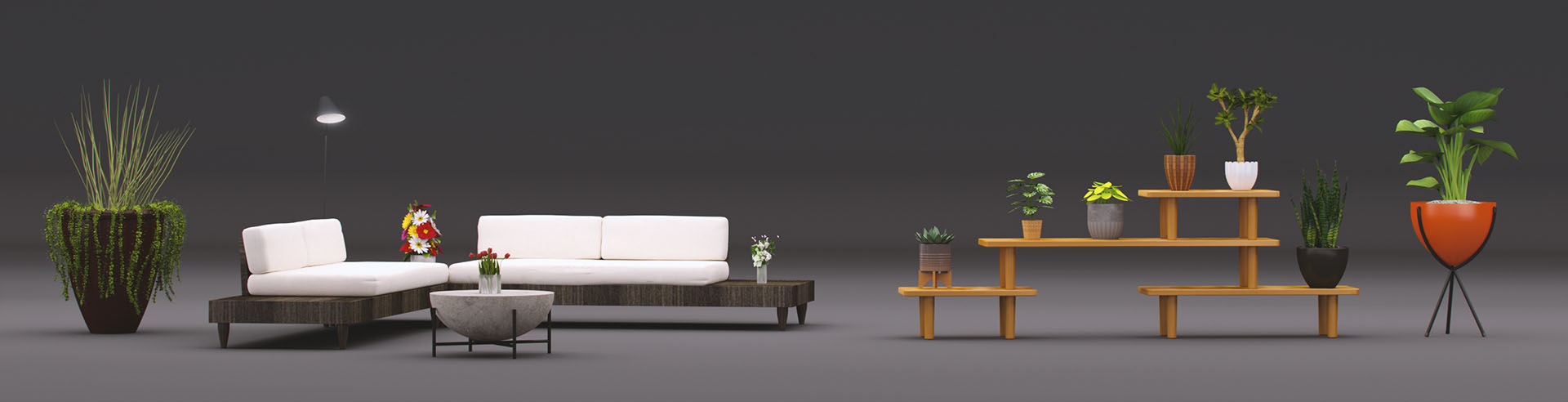 Render-ready furniture and plants from Podium Browser